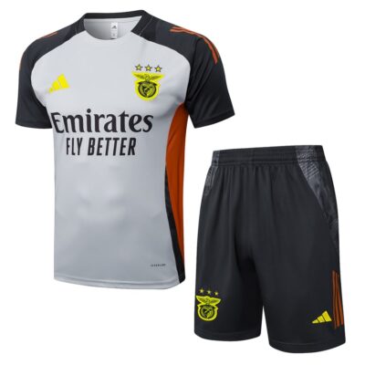 Benfica 2024 2025 White Orange Soccer Jersey Shorts Set