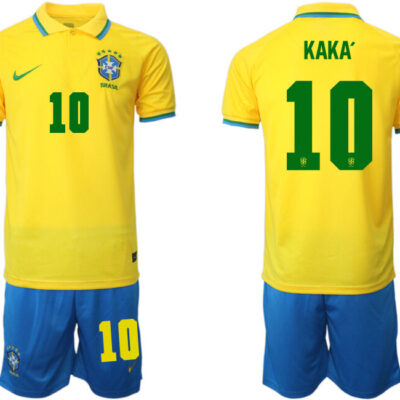 Brazil #10 Kaka Yellow Home Soccer Jersey Suit