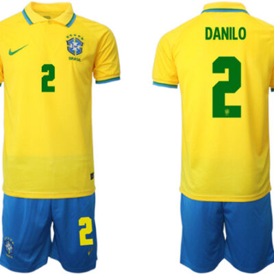 Brazil #2 Danilo Yellow Home Soccer Jersey Suit
