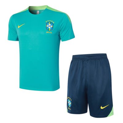 Brazil 2024 2025 Green Soccer Jersey Shorts Set