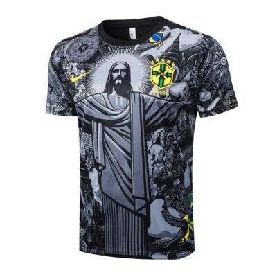 Alternative view of Brazil 2024 2025 Grey Patterned Soccer Jersey Shorts Set