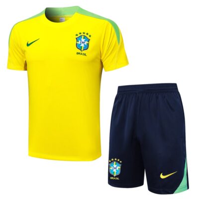 Brazil 2024 2025 Yellow Soccer Jersey Shorts Set