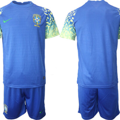 Brazil Blank Blank Blue 2022 FIFA World Cup Away Soccer Jersey Suit