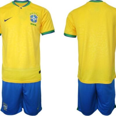 Brazil Blank Yellow Home Soccer Jersey Suit