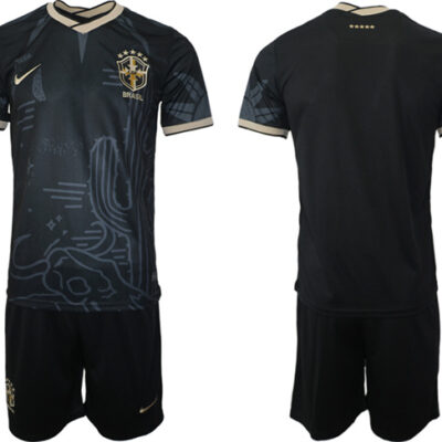 Brazil Custom Black 2022 FIFA World Cup Soccer Jersey Suit