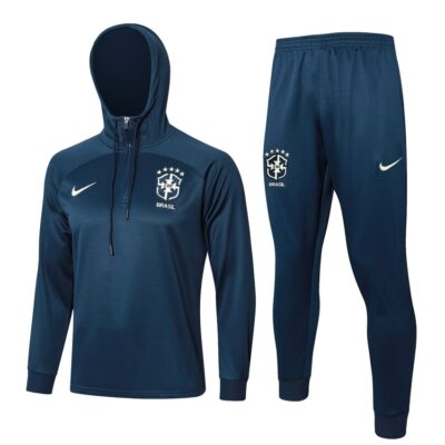 Brazil Sweatshirt Hooded Tracksuit 2024 2025 Dark Blue