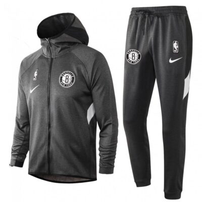 Brooklyn Nets Hooded Tracksuit Set - Grey