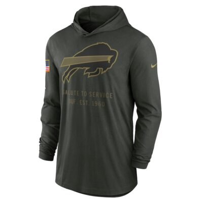 Alternative view of Buffalo Bills 2025 Salute to Service Sideline Dri-FIT Lightweight Hooded Pullover - Forest Green