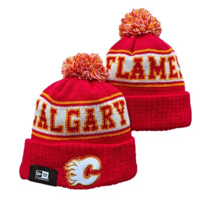 Calgary Flames Cuffed Knit Hat with Pom