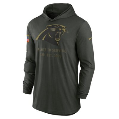 Alternative view of Carolina Panthers 2025 Salute to Service Sideline Dri-FIT Lightweight Hooded Pullover - Forest Green