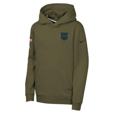 Alternative view of Carolina Panthers Youth 2025 Salute to Service Club Fleece Hoodie - Olive