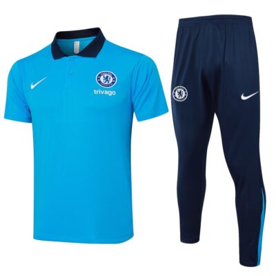 Chelsea Polo + Pants Training Tracksuit 2024 2025 Light Blue