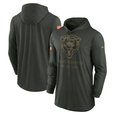 Chicago Bears 2025 Salute to Service Sideline Dri-FIT Lightweight Hooded Pullover - Forest Green