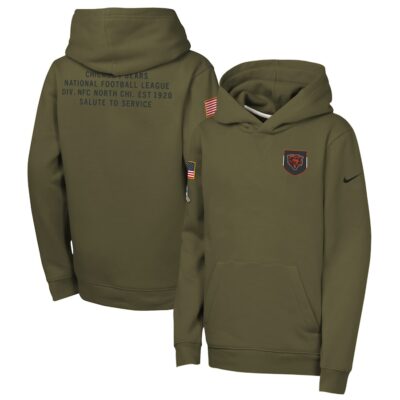 Chicago Bears Youth 2025 Salute to Service Club Fleece Hoodie - Olive