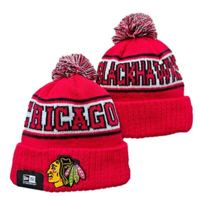 Chicago Blackhawks Cuffed Knit Hat with Pom