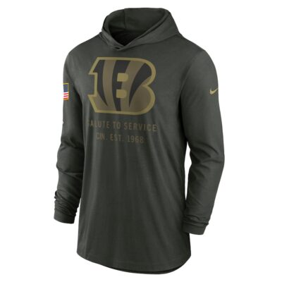 Alternative view of Cincinnati Bengals 2025 Salute to Service Sideline Dri-FIT Lightweight Hooded Pullover - Forest Green