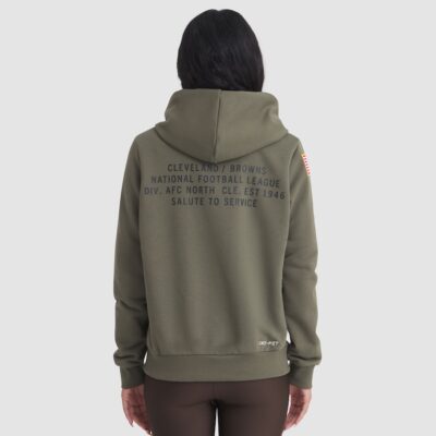 Alternative view of Cleveland Browns Women's 2025 Salute to Service Sideline Standard Issue Dri-FIT Hoodie - Olive