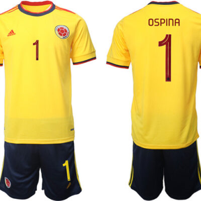 Colombia #1 Ospina Yellow Home Soccer Jersey Suit