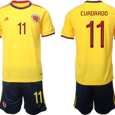 Colombia #11 Cuadrado Yellow Home Soccer Jersey Suit