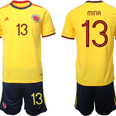 Colombia #13 Mina Yellow Home Soccer Jersey Suit