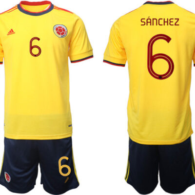 Colombia #6 Davinson Sanchez Yellow Home Soccer Jersey Suit