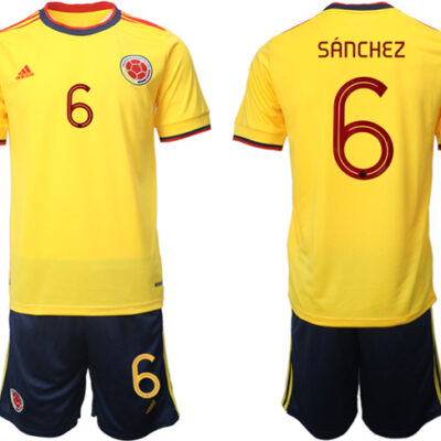 Columbia #6 Sanchez Yellow Home Soccer Jersey Suit
