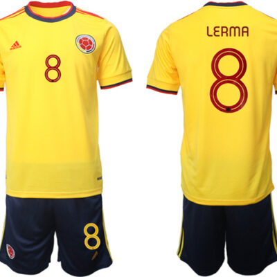 Columbia #8 Lerma Yellow Home Soccer Jersey Suit