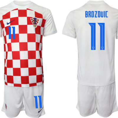 Croatia #11 Brozovic White Home Soccer Jersey Suit