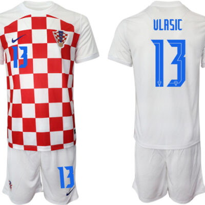 Croatia #13 Vlasic White Home Soccer Jersey Suit