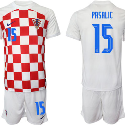 Croatia #15 Pasalic White Home Soccer Jersey Suit