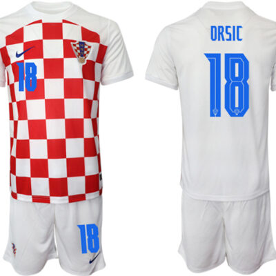 Croatia #18 Drsic White Home Soccer Jersey Suit