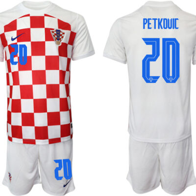 Croatia #20 Petkduic White Home Soccer Jersey Suit