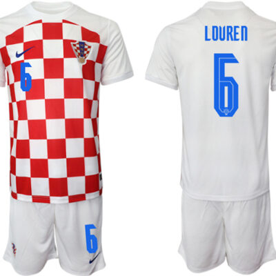 Croatia #6 Lovren White Home Soccer Jersey Suit