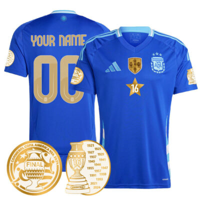 Custom Gender/Name Argentina 2024 Copa America Champion Limited Jersey N1 - Away