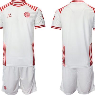 Denmark Custom White 2022 FIFA World Cup Away Soccer Jersey Suit