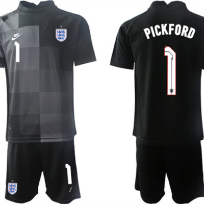 England #1 Pickford Black Goalkeeper Soccer Jersey Suit