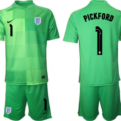 England #1 Pickford Green Goalkeeper Soccer Jersey Suit