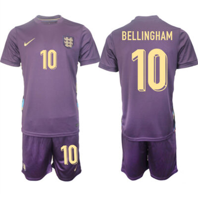 England #10 Jude Bellingham 2024-25 Purple Away Soccer Jersey Suit