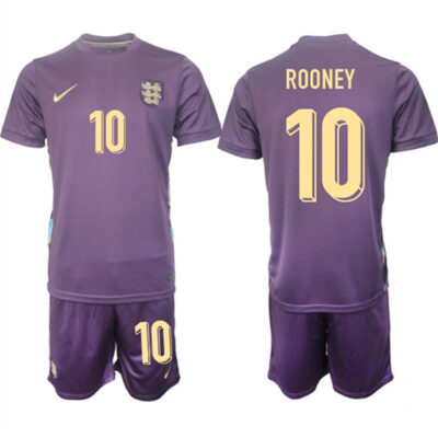 England #10 Wayne Rooney 2024-25 Purple Away Soccer Jersey Suit