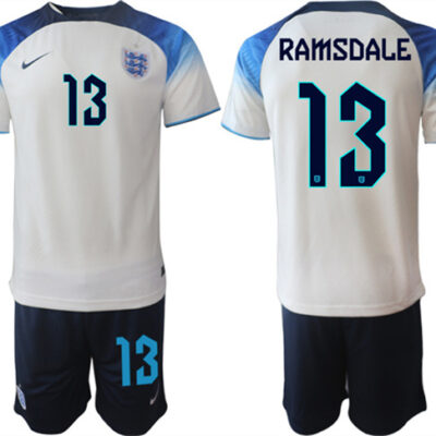 England #13 Ramsdale White Home Soccer Jersey Suit