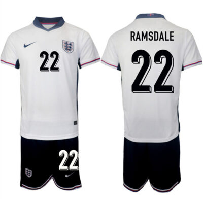 England #22 Aaron Ramsdale 2024-25 White Home Soccer Jersey Suit