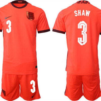 England #3 Shaw Orange Away Soccer Jersey Suit