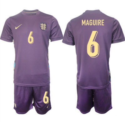 England #6 Harry Maguire 2024-25 Purple Away Soccer Jersey Suit