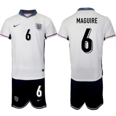 England #6 Harry Maguire 2024-25 White Home Soccer Jersey Suit