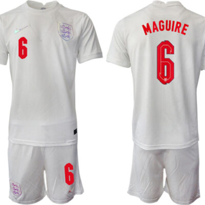 England #6 Maguire White Home Soccer Jersey Suit