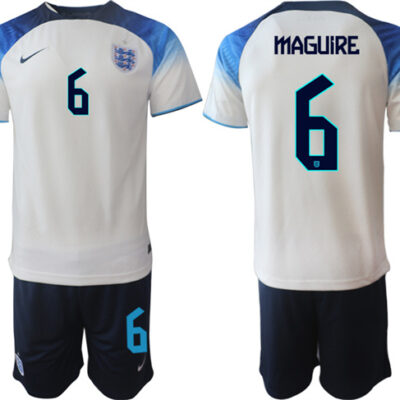 England #6 Maguire White Home Soccer Jersey Suit