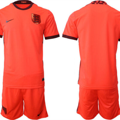 England Blank Orange Away Soccer Jersey Suit