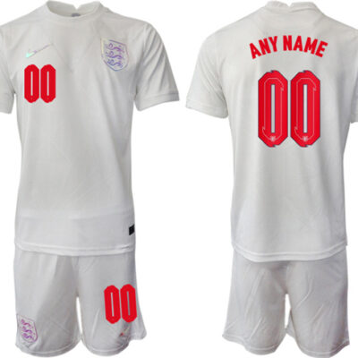 England Custom White Home Soccer Jersey Suit