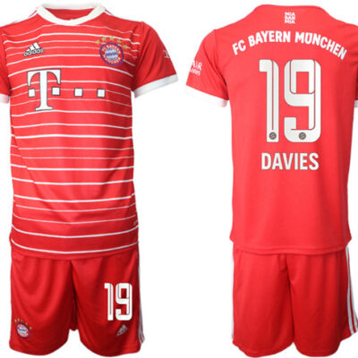 FC Bayern Munchen #19 Alphonso Davies 22/23 Red Home Soccer Jersey Suit