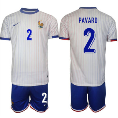 France #2 Benjamin Pavard White 2024-25 Away Soccer Jersey Suit